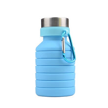Load image into Gallery viewer, 550ml Portable Silicone Collapsible Water Bottle with Carabiner for Sports Outdoor Travel Telescopic Bottle Collapsible Kettle